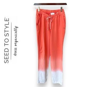 Seed to Style Organic cotton ombre lounge pants, straight leg, orange, size XXS